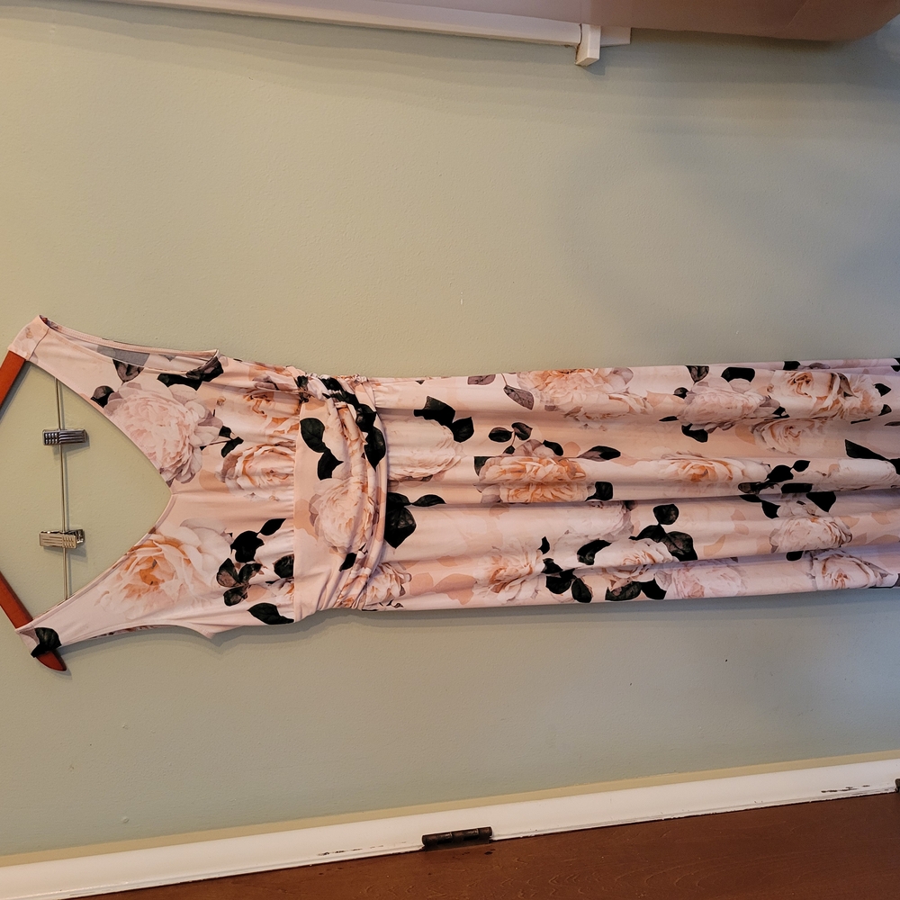 Calvin Klein Floral Maxi Dress - Pink and Black